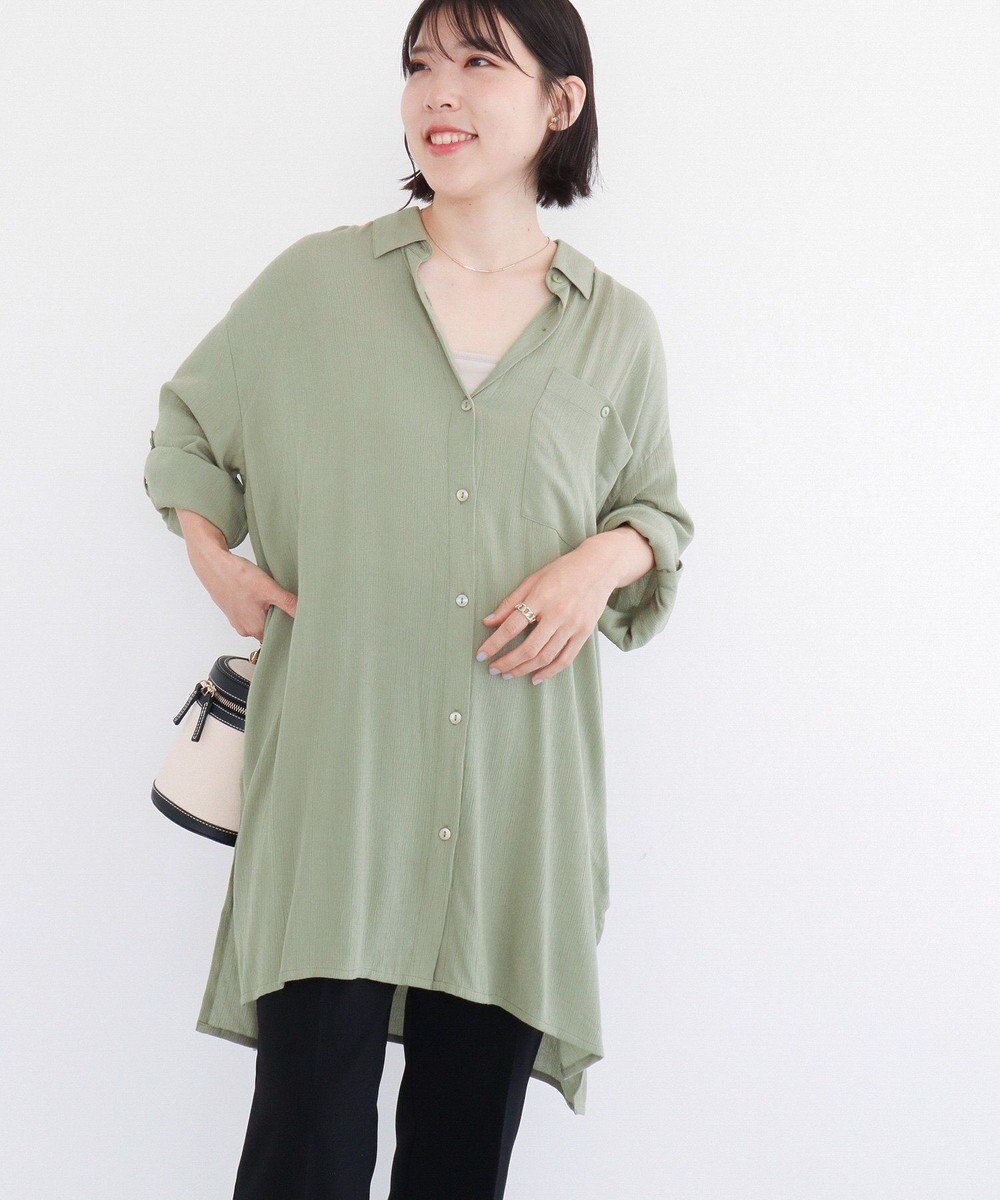 Green Parks Ｉ　ターンバック長袖レーヨンチュニック 