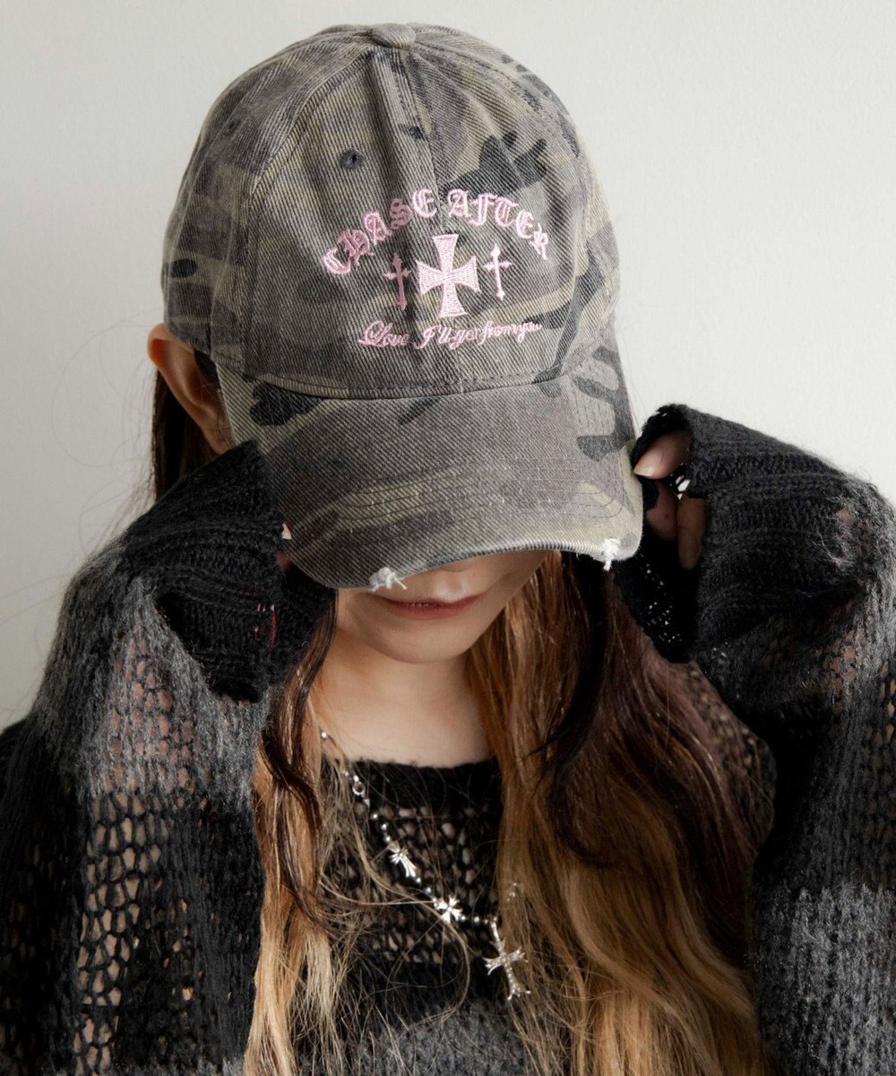 WEGO クロス刺繍カモフラキャップ 