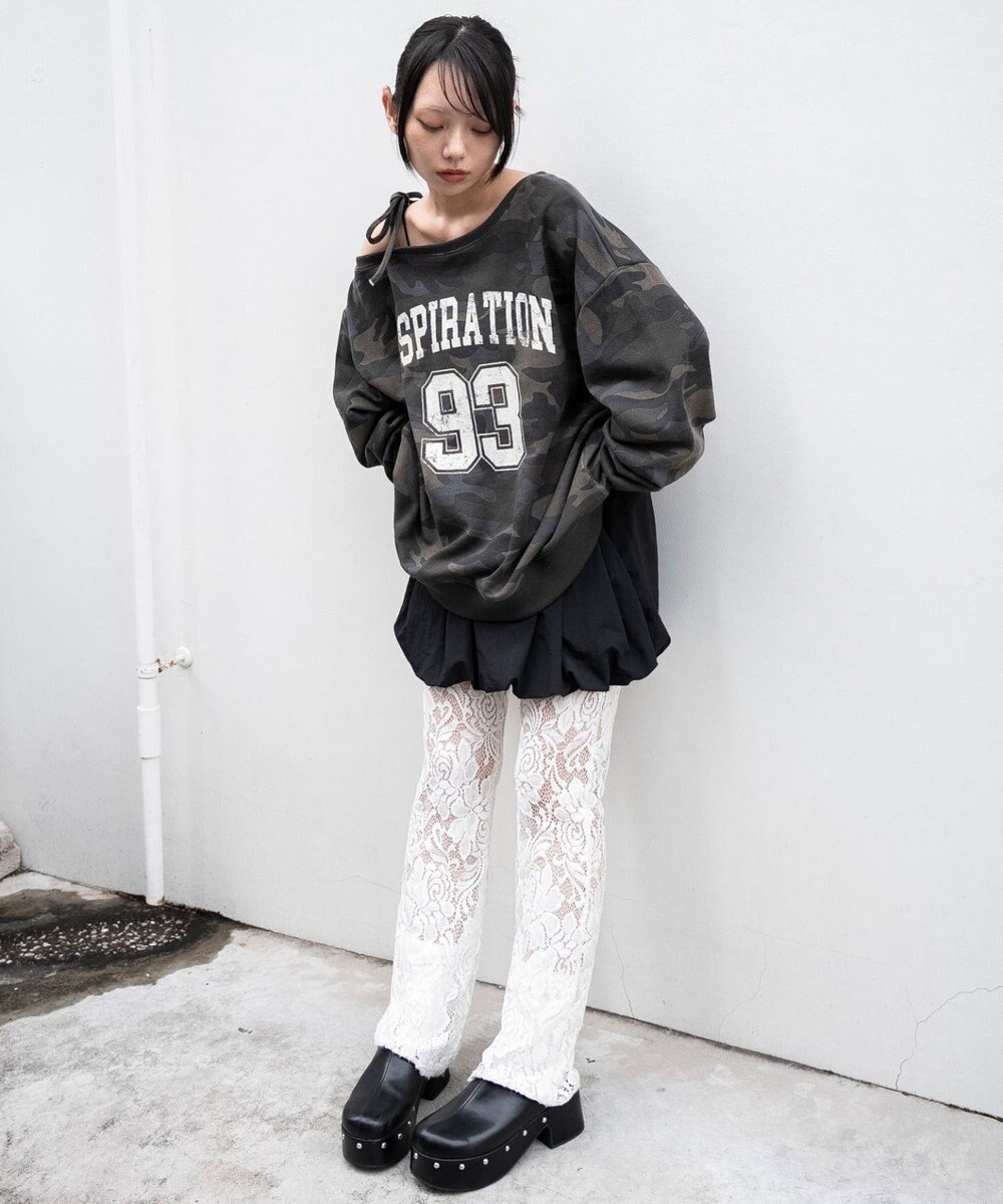 WEGO 【25年秋冬新作】2WAYグラフィックワンショルBIGスウェット 