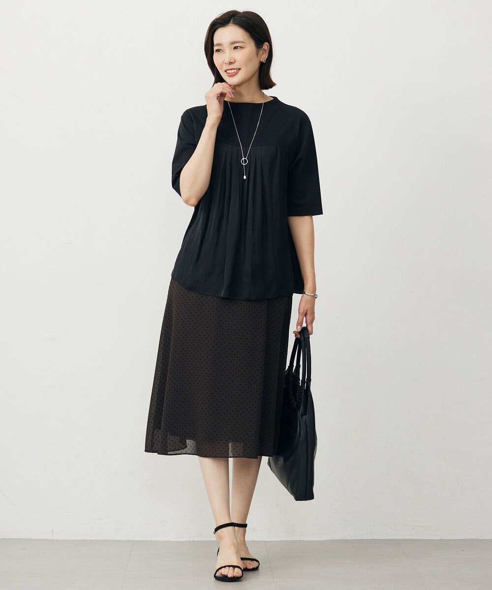 J.PRESS LADIES 【洗える・抗菌防臭・接触冷感・吸水速乾】ドライポンチ フレア カットソー 