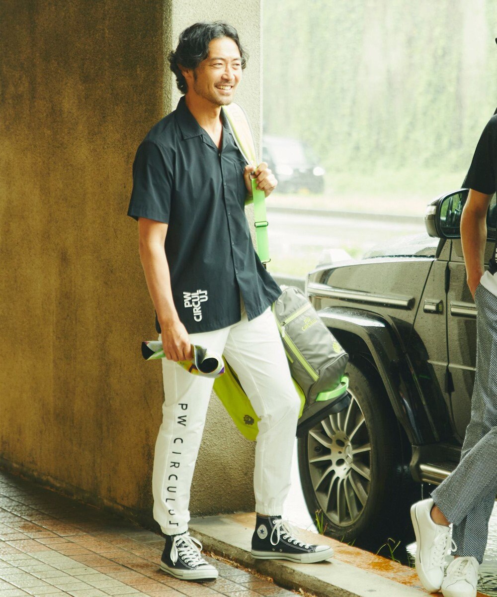 PW CIRCULUS 【MEN】【ストレッチ / 通気性】ロゴ オープンカラー シャツ 