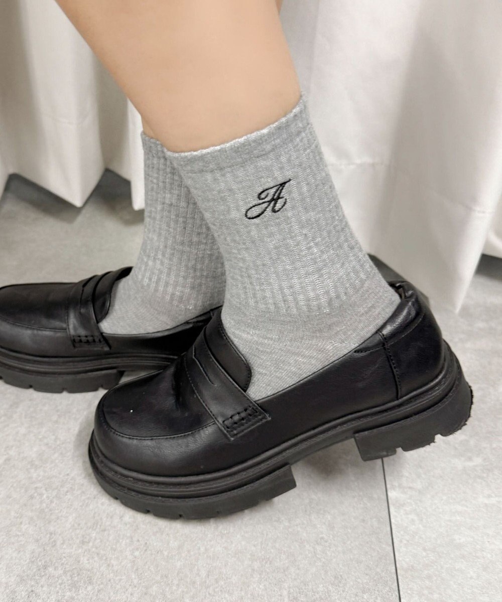 WEGO アルファベット刺繍ソックス 