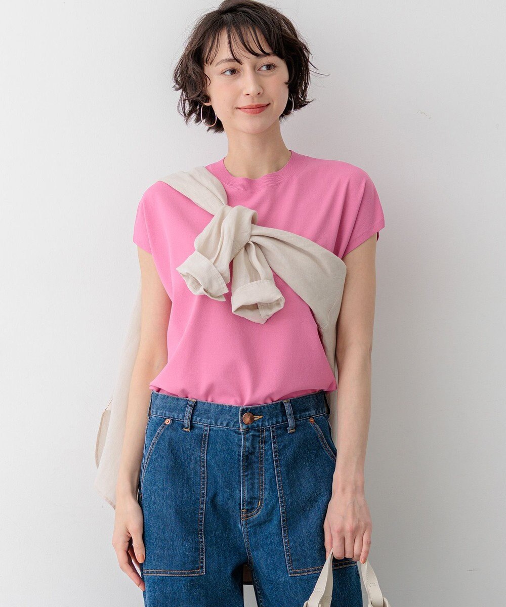 23区 L 【先行予約】レーヨンポリエステルストレッチ フレンチスリーブ ニット 