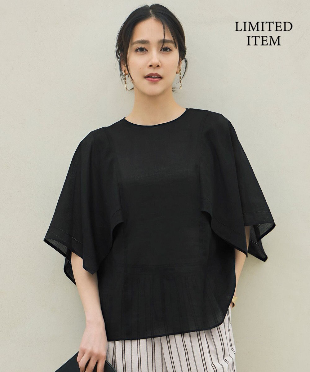 自由区 【WEB限定・接触冷感・洗える】シアーラミーローンイレギュラーヘムスリーブ ブラウス 