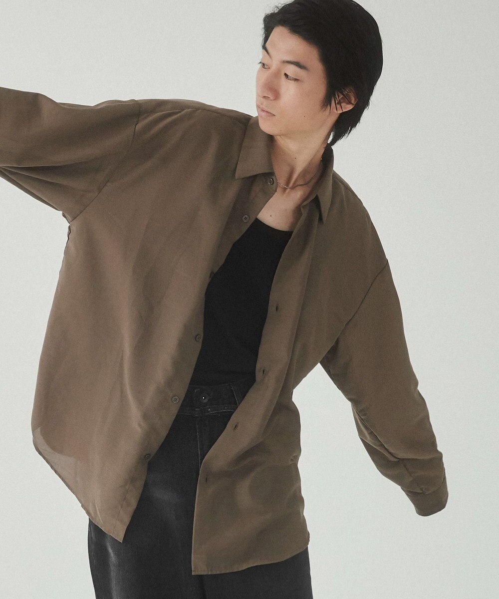 WEGO 【ユニセックス着用ITEM/SMLサイズ展開/冷房対策/紫外線対策】シアーBIGシャツ 