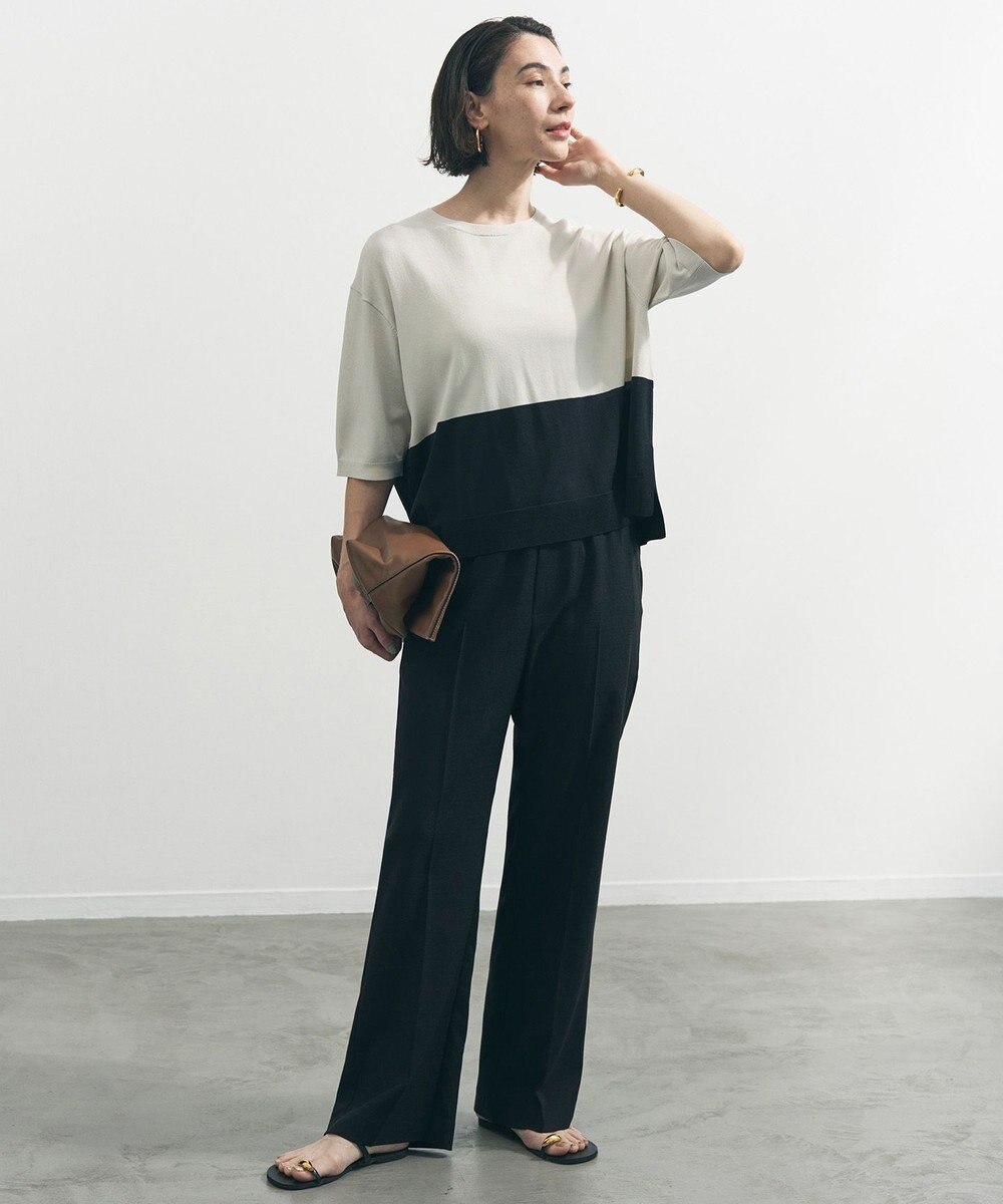 UNFILO 【セットアップ着用可/ウエストゴム】TENNEN TOUCH セミフレア パンツ 