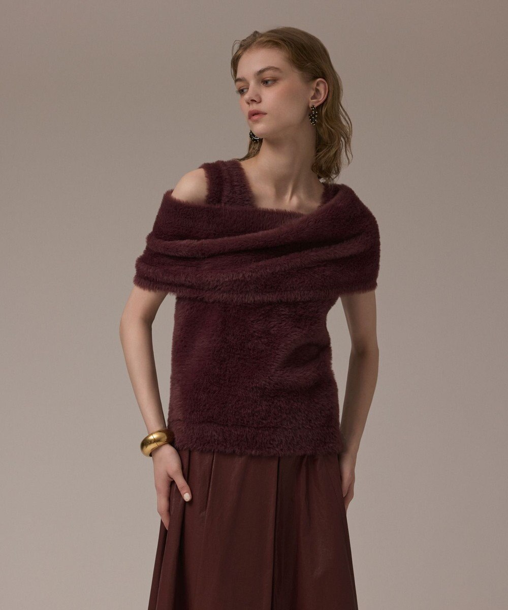 GRACE CONTINENTAL オフタートルニットトップ 