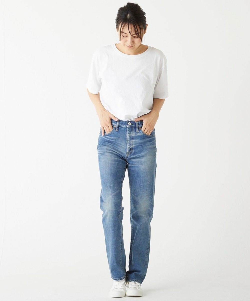 caqu modern straight レギュラーストレートデニムパンツ USED WASH 