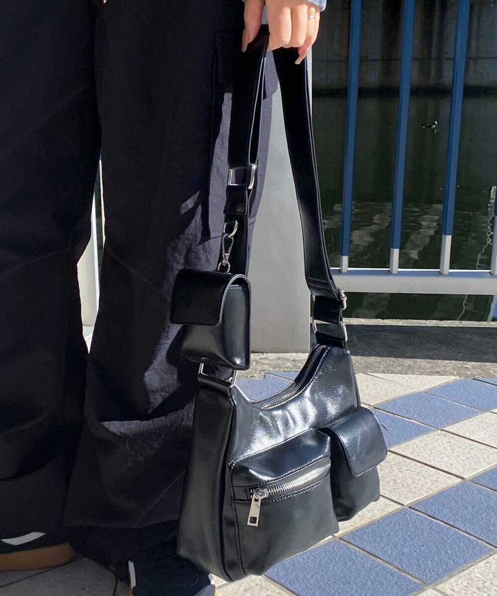 WEGO ポーチ付きランダムポケットデザインショルダー 