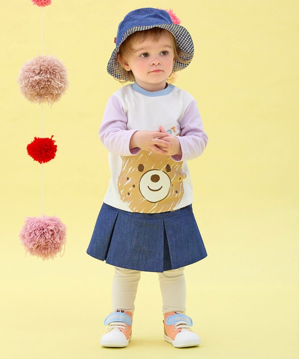 MIKI HOUSE HOT BISCUITS 【80-120cm】ビッグフェイスプリント 長袖Tシャツ 