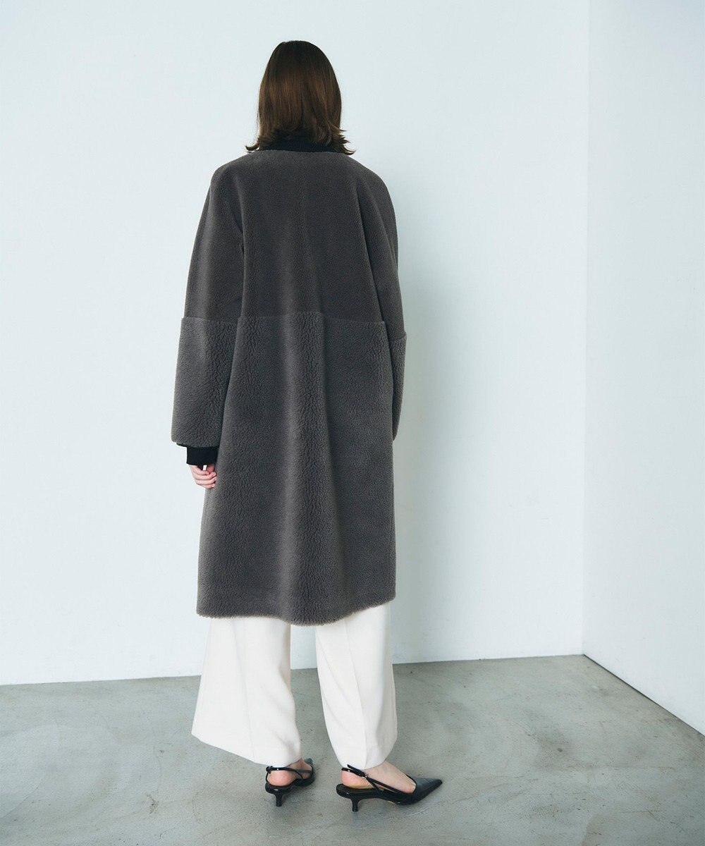 GRACE CONTINENTAL ノーカラーボアムートンコート 
