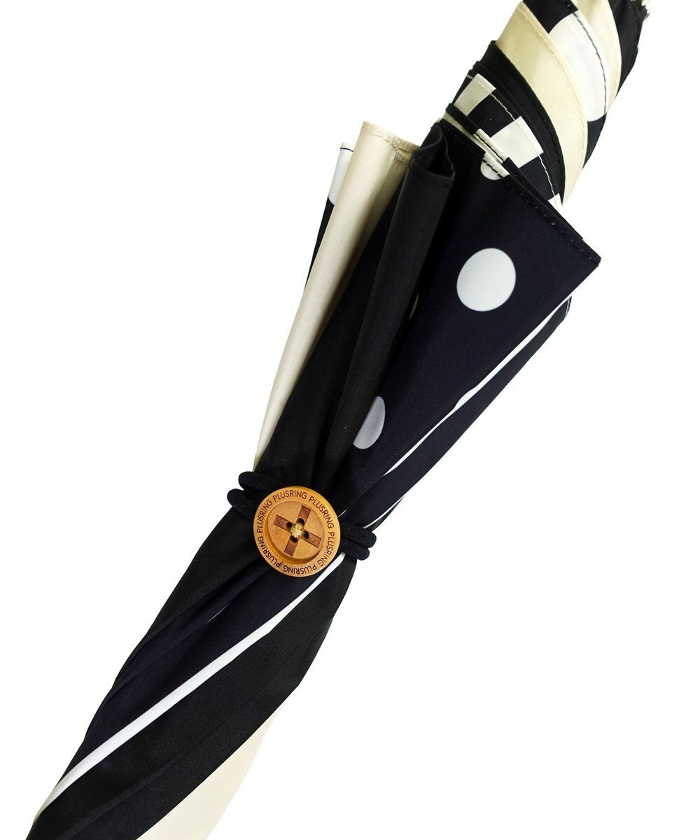 +RING レディース向け プラスリング 雨傘（長）60cm BLK/WHT T1401 