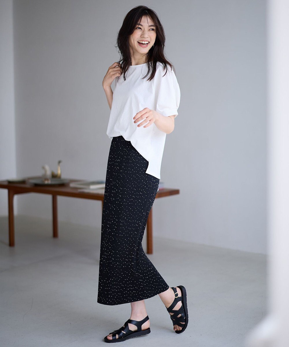 ANY L 【ウエストゴム】プリーツアイラインスカート 