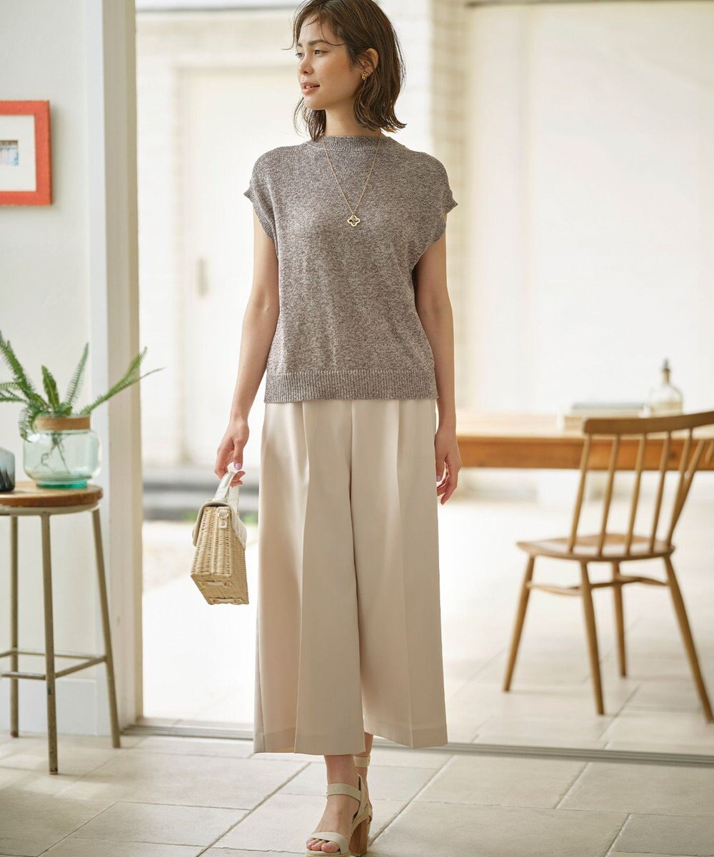 組曲 【美シルエット・ストレッチ・シワになりにくい】オシャクロス ガウチョパンツ 