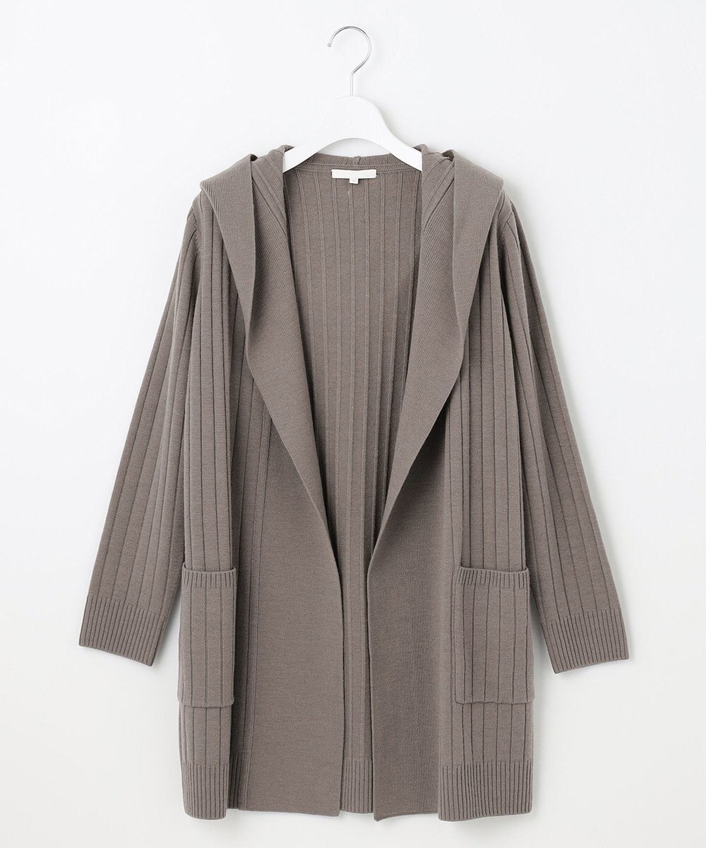 自由区 S 【WEB限定・洗える】ウールミックス フード付きカーディガン 