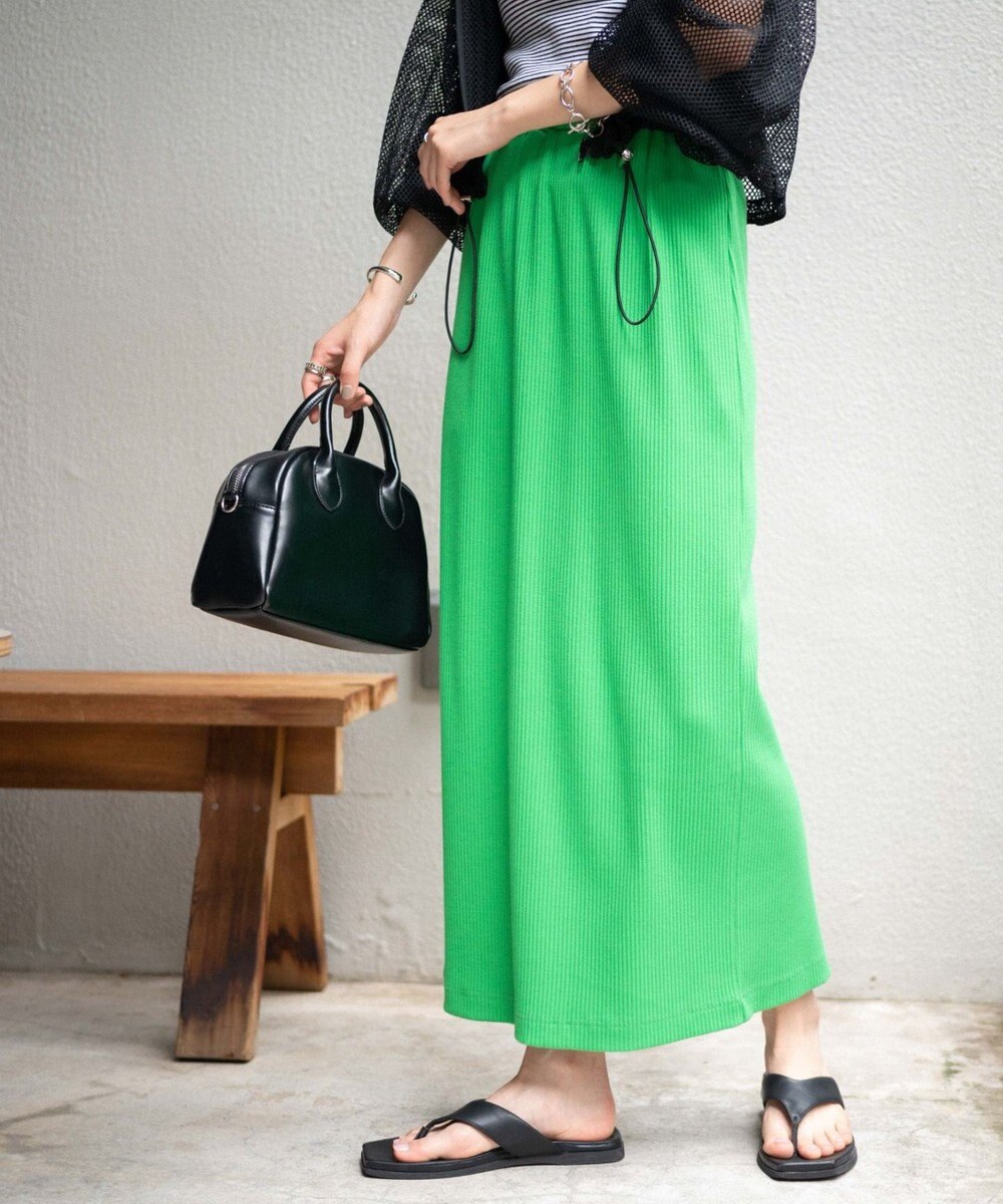 WEGO カラーリブイージーロングスカート 