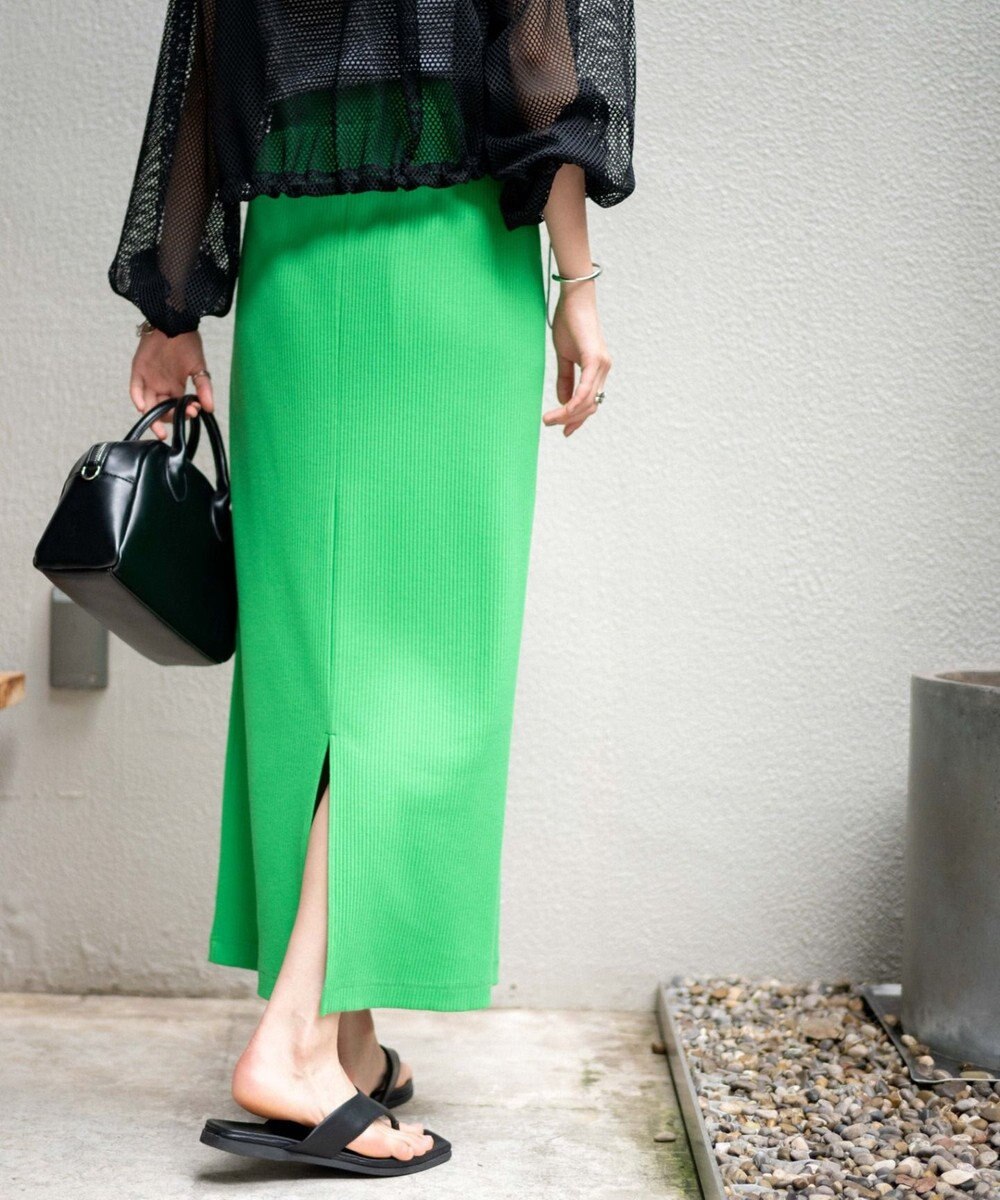 WEGO カラーリブイージーロングスカート 