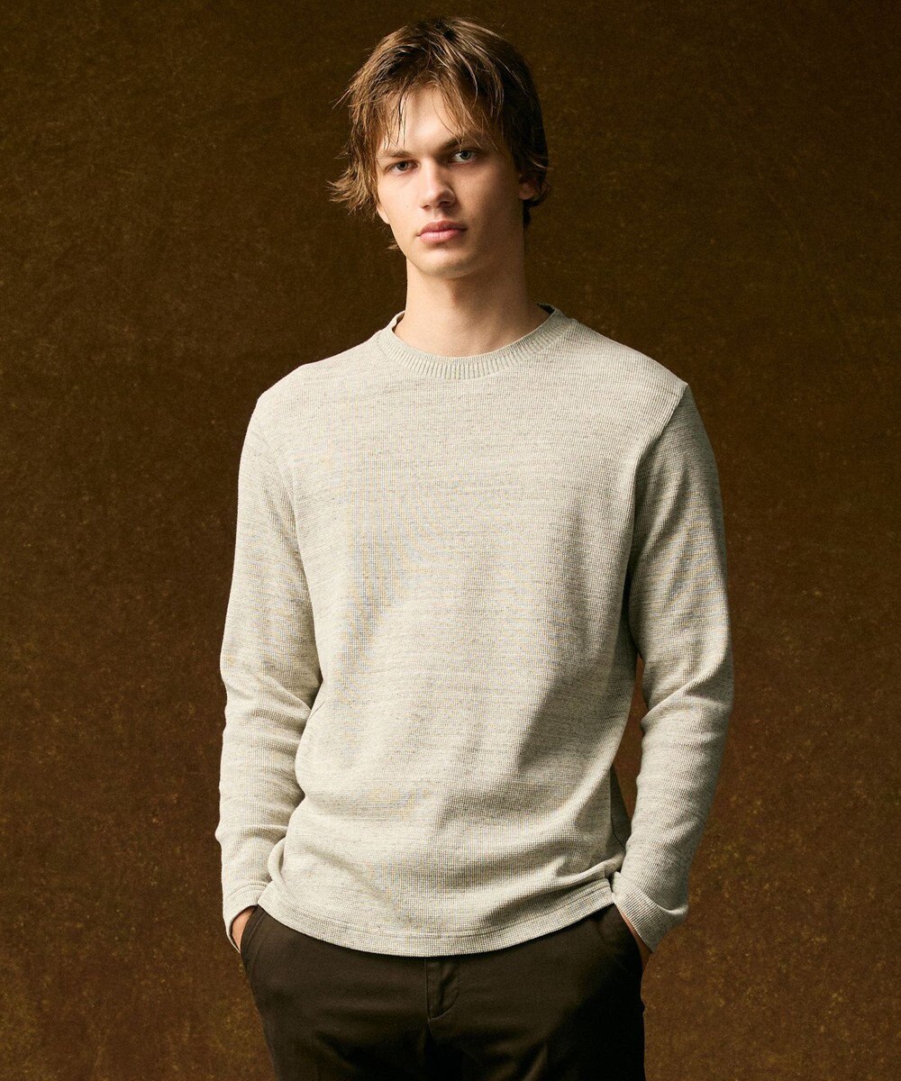 JOSEPH ABBOUD 【オリジナルオーガニックコットン使用/サスティナブル/伸縮/保形性】JOE COTTON ワッフル クルーネックＴシャツ 