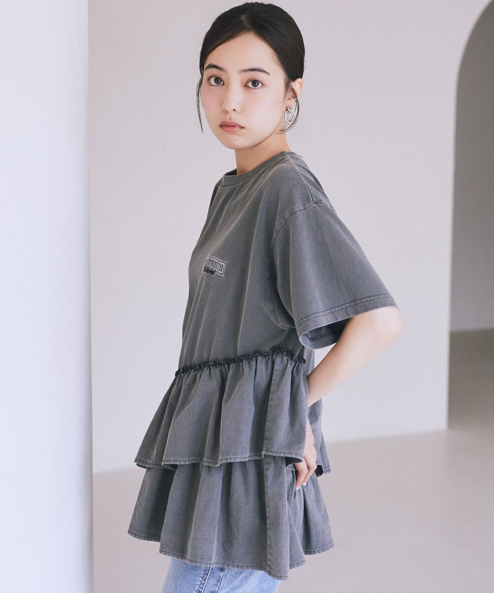 earth music&ecology 異素材ドッキンググラフィックTシャツ 