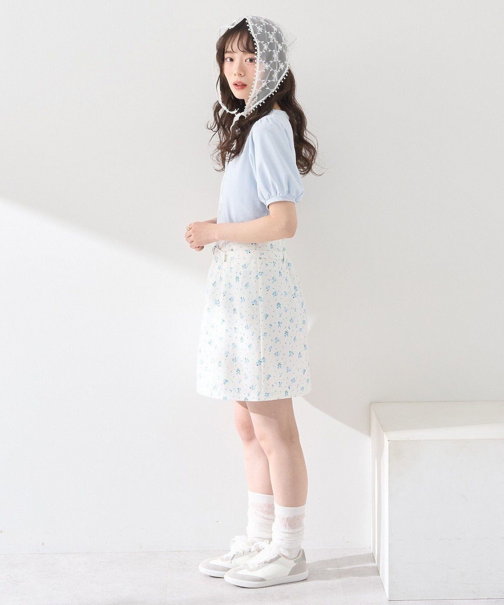 earth music&ecology ロゴプレート付きパフスリーブプルオーバー 