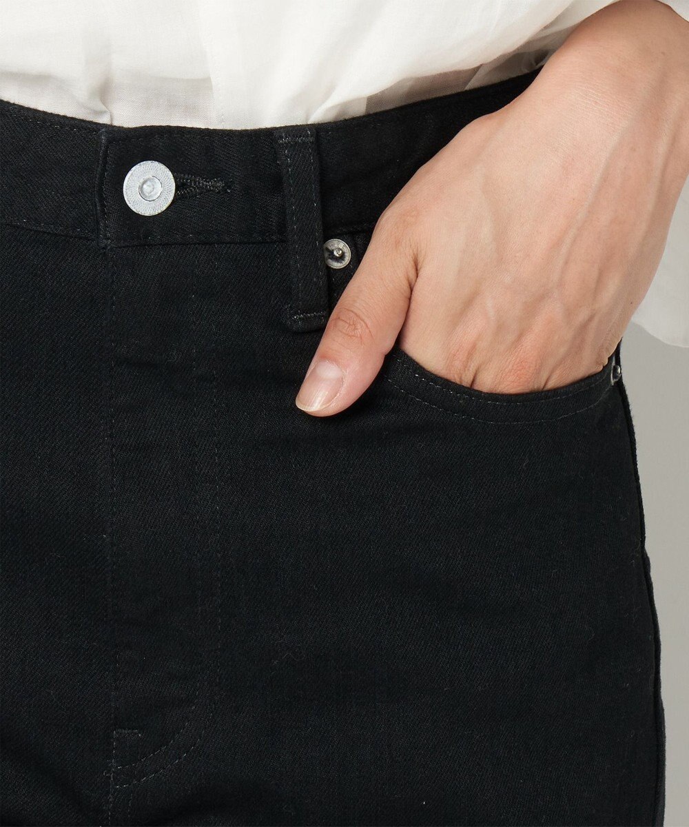 woadblue ＜坪田あさみさんコラボ/ストレッチ＞ブーティフレアデニムパンツ ブラック 