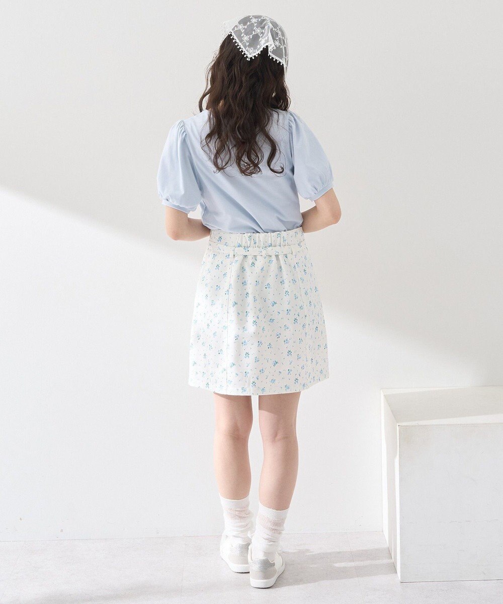 earth music&ecology ロゴプレート付きパフスリーブプルオーバー 