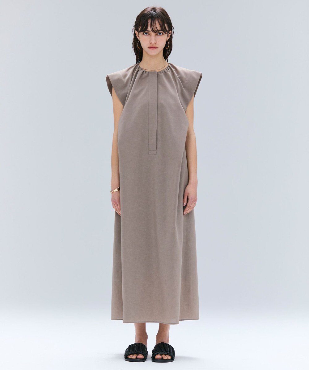 BEIGE， 【洗える/接触冷感/速乾/UVケア対応】BATEAU / フレンチスリーブAラインタックワンピース 