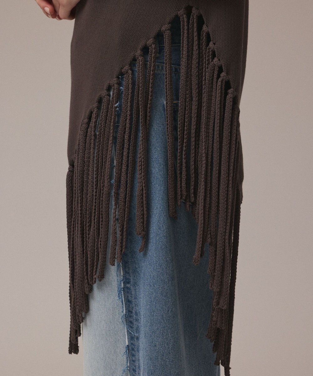 GRACE CONTINENTAL フリンジイレヘムニットトップ 