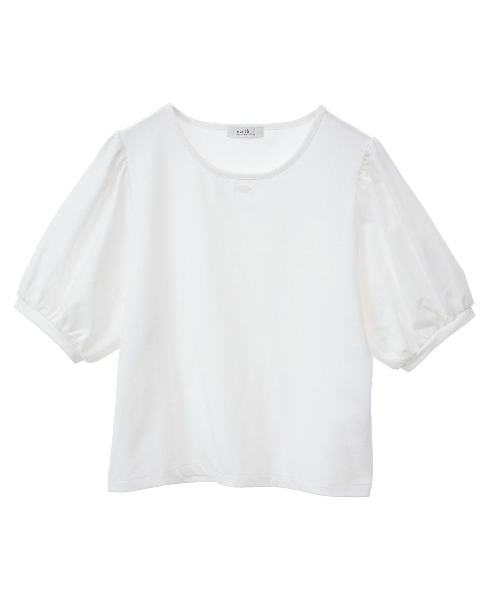 earth music&ecology ロゴプレート付きパフスリーブプルオーバー 