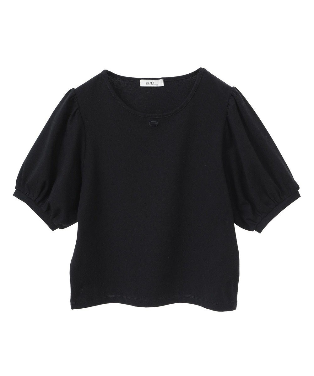 earth music&ecology ロゴプレート付きパフスリーブプルオーバー 
