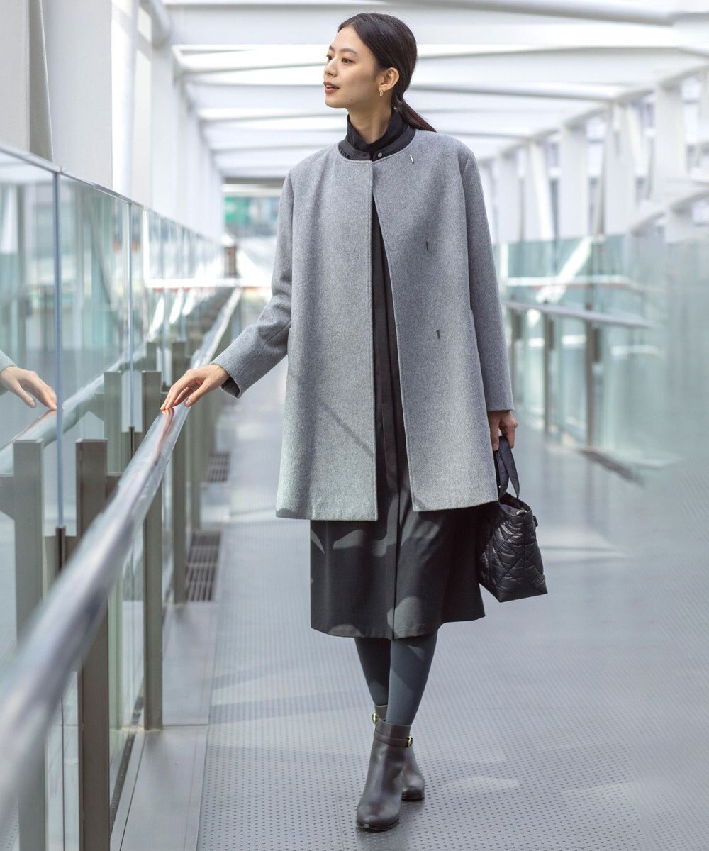 J.PRESS LADIES 【WEB限定カラーあり】ブレンドビーバー ノーカラー コート 