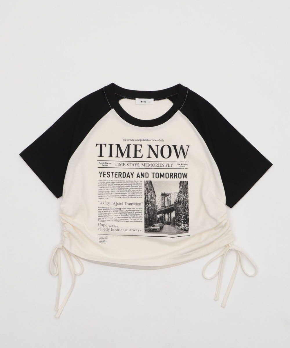 WEGO グラフィックショートサイドリボンドロストT 