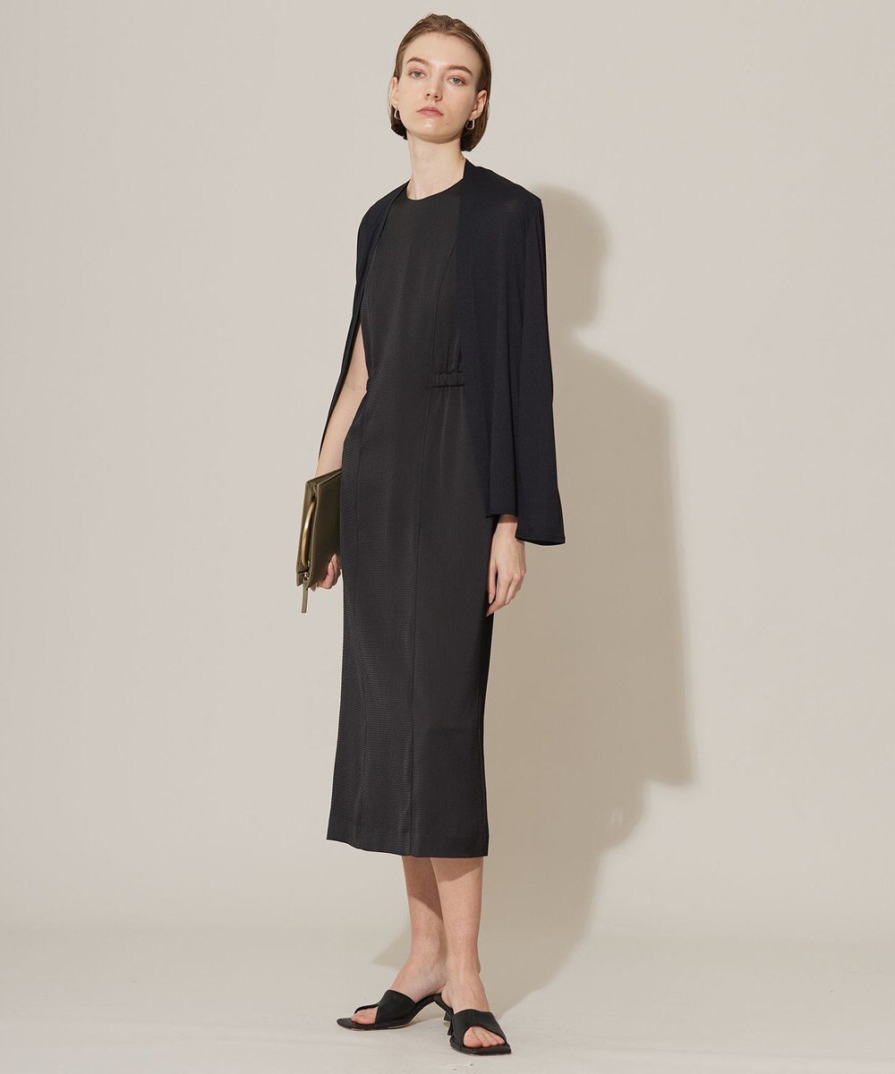 ICB 【洗える】 ストレッチハンマーサテン ノースリーブワンピース 