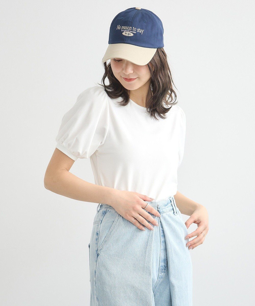 earth music&ecology ロゴプレート付きパフスリーブプルオーバー 