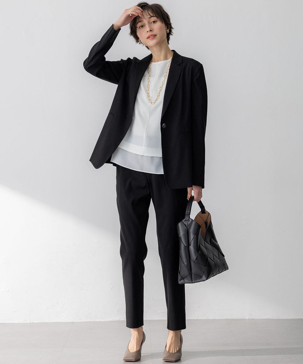 23区 【吸水速乾/UVカット/接触冷感】ストレッチジョーゼット シアーコンビ カットソー 