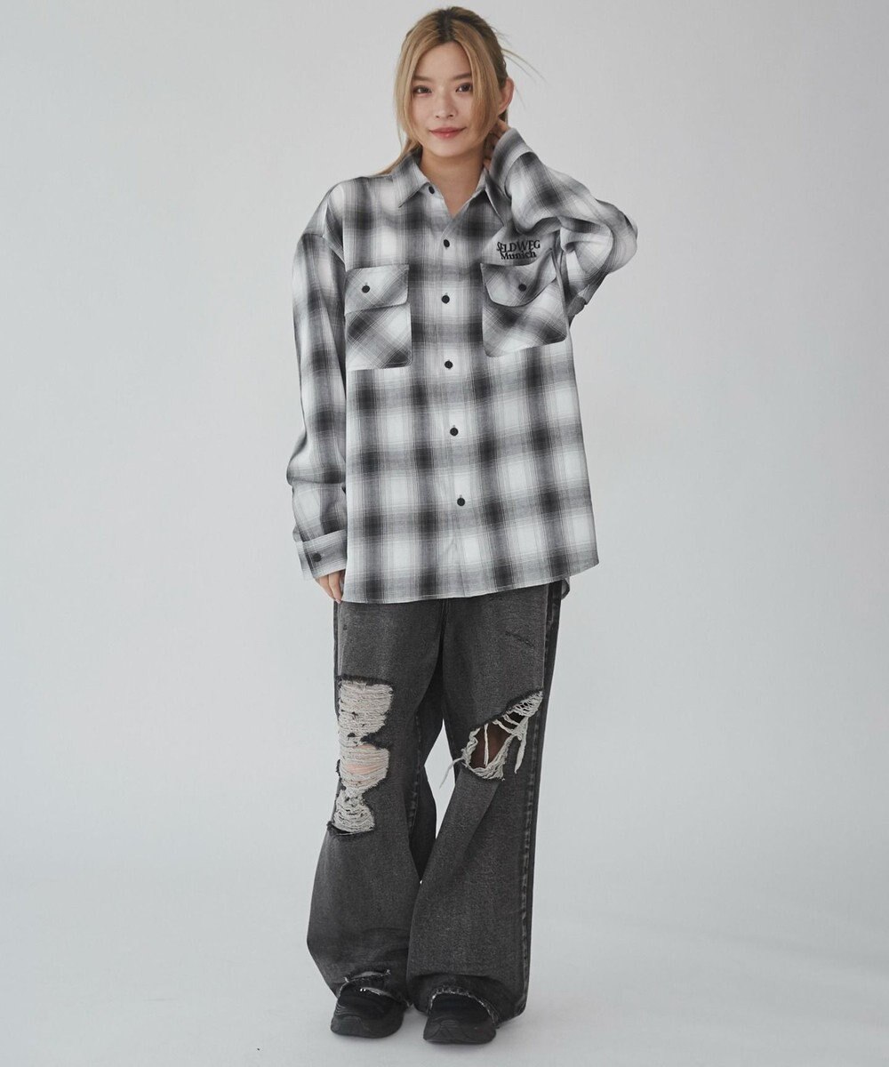 WEGO 【ユニセックス着用ITEM】グラフィックオンブレチェックシャツ（LS） 