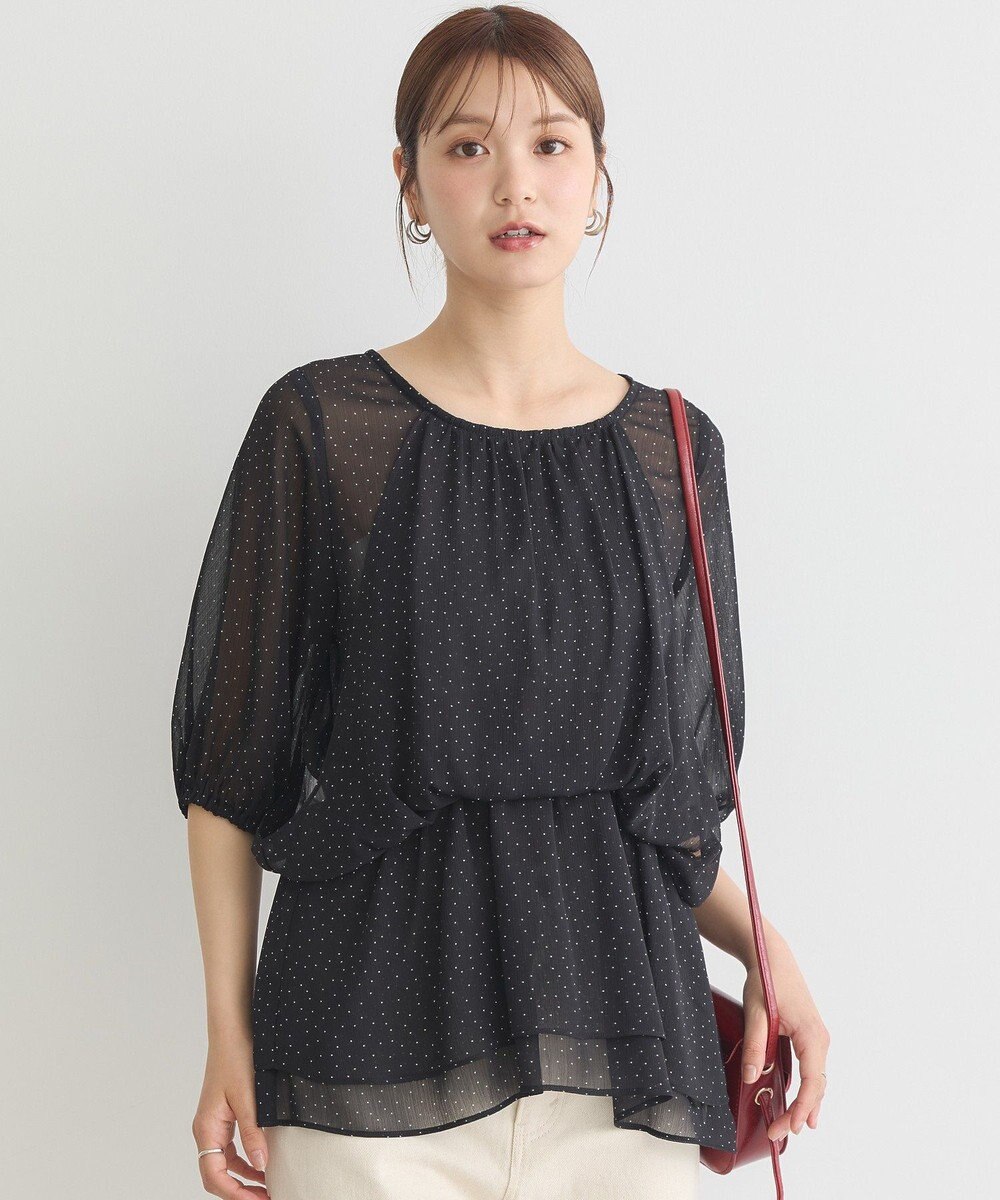 earth music&ecology レイヤードライクドット柄ブラウス 