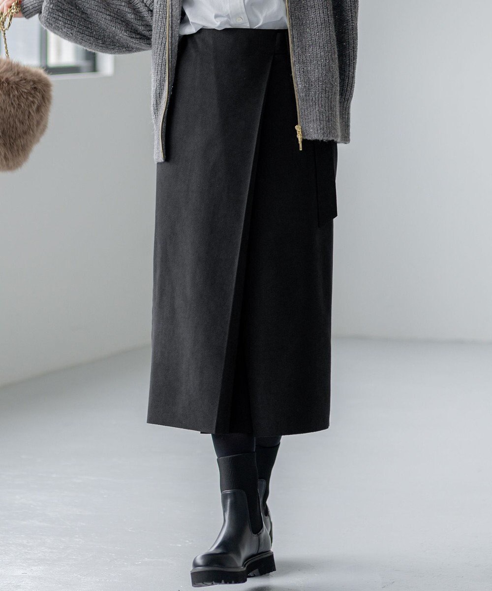 23区 【GOLD LABEL】スウェードタッチレザー ラップスカート 