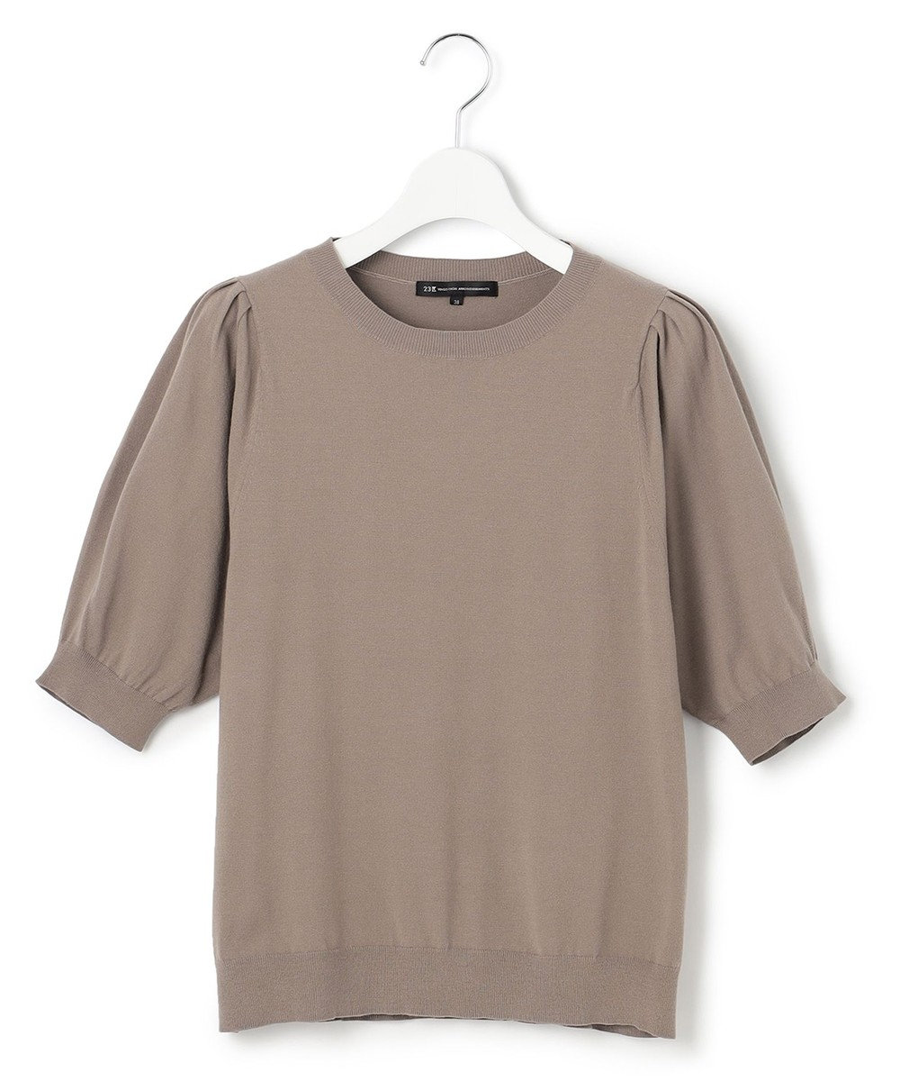 23区 ヴィスコースストレッチ パフスリーブ 半袖 ニット 