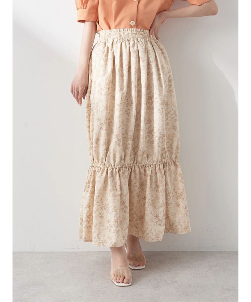 earth music&ecology フラワーティアードテックスカート 