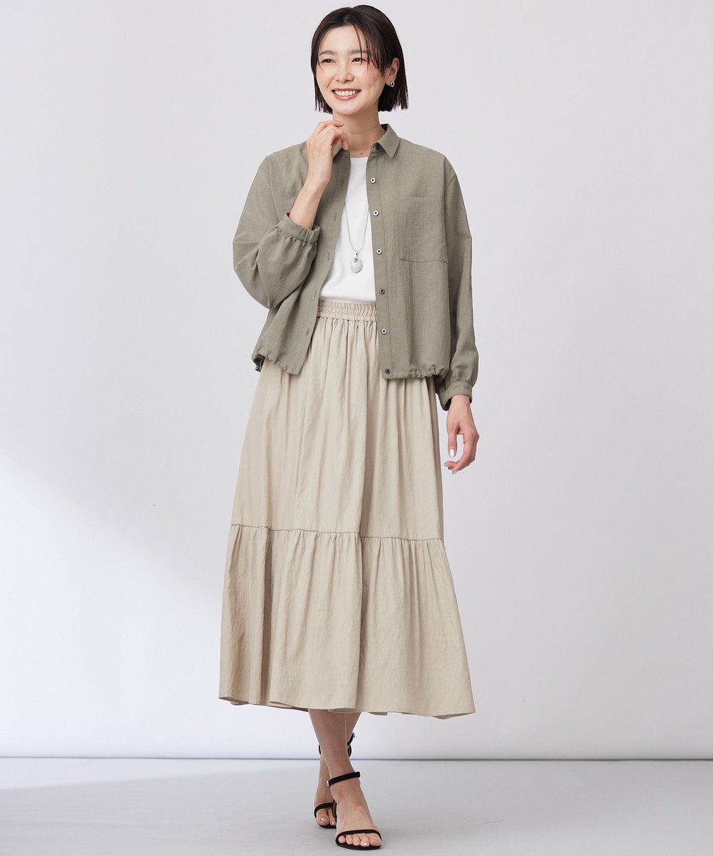 J.PRESS LADIES 【洗える】シャンブレーツイル ティアード スカート 