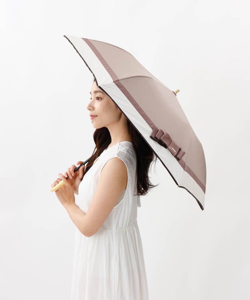 AURORA 【 Beaurance （ビューランス）】サマーシールド　リボン切り継ぎ加工晴雨兼用パラソル（折りたたみ） 