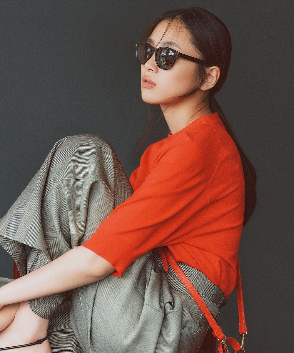 23区 L 【洗える】ヴィスコースストレッチ 半袖 ニット 