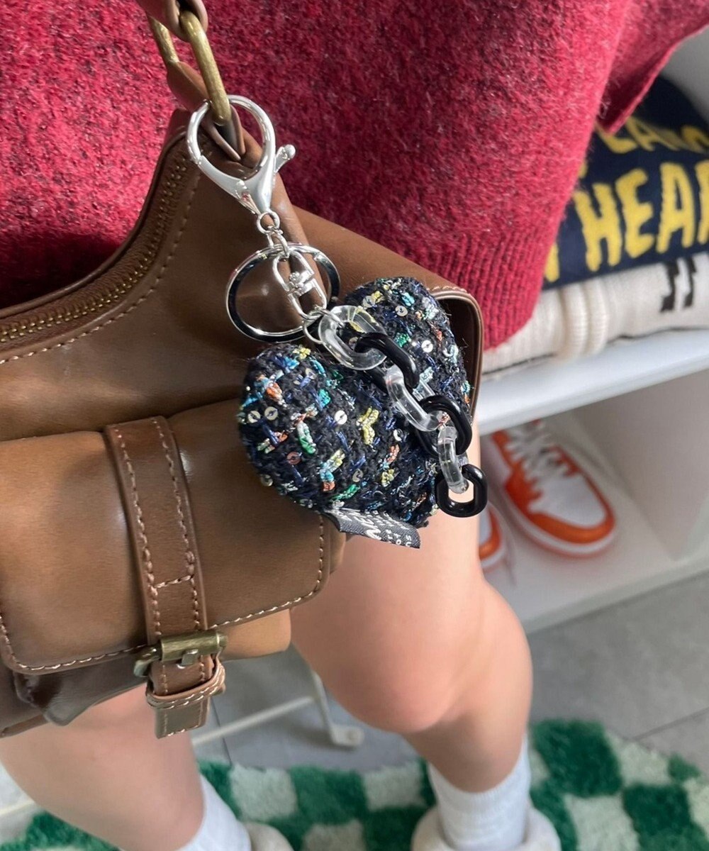 WEGO ツイードビッグハートキーホルダー 