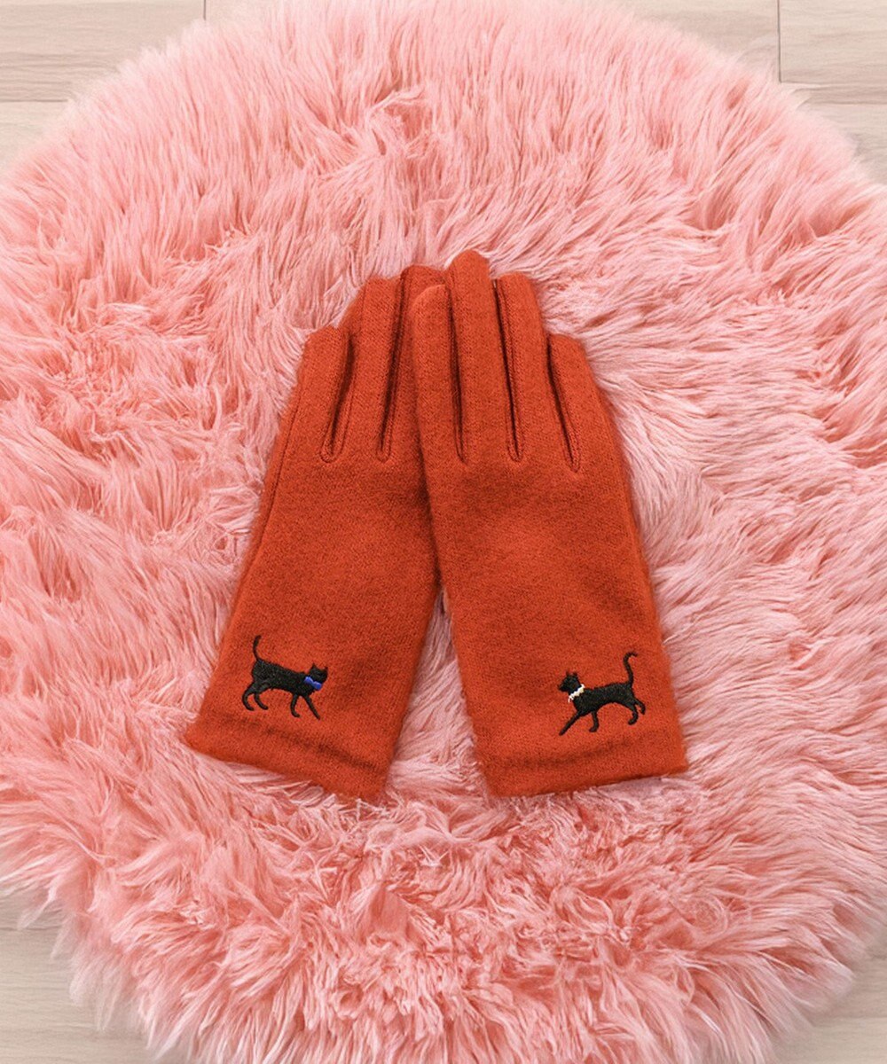 ORuKuBET おさんぽねこ刺繍ジャージグローブ(KIDS)【タッチパネル対応】 