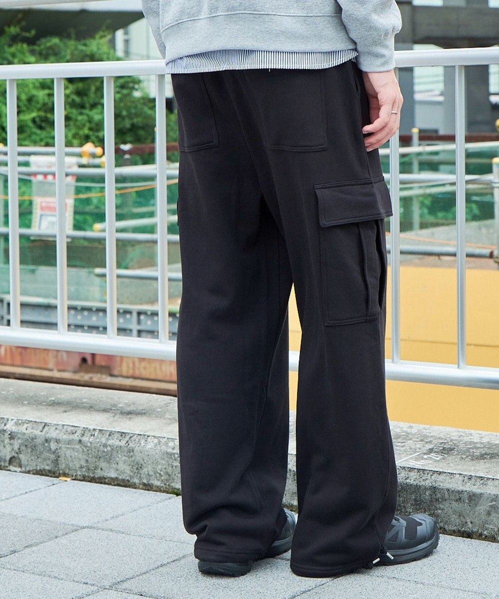 WEGO 【ウエストゴム/MLサイズ展開】ワイドカーゴスウェットパンツ 
