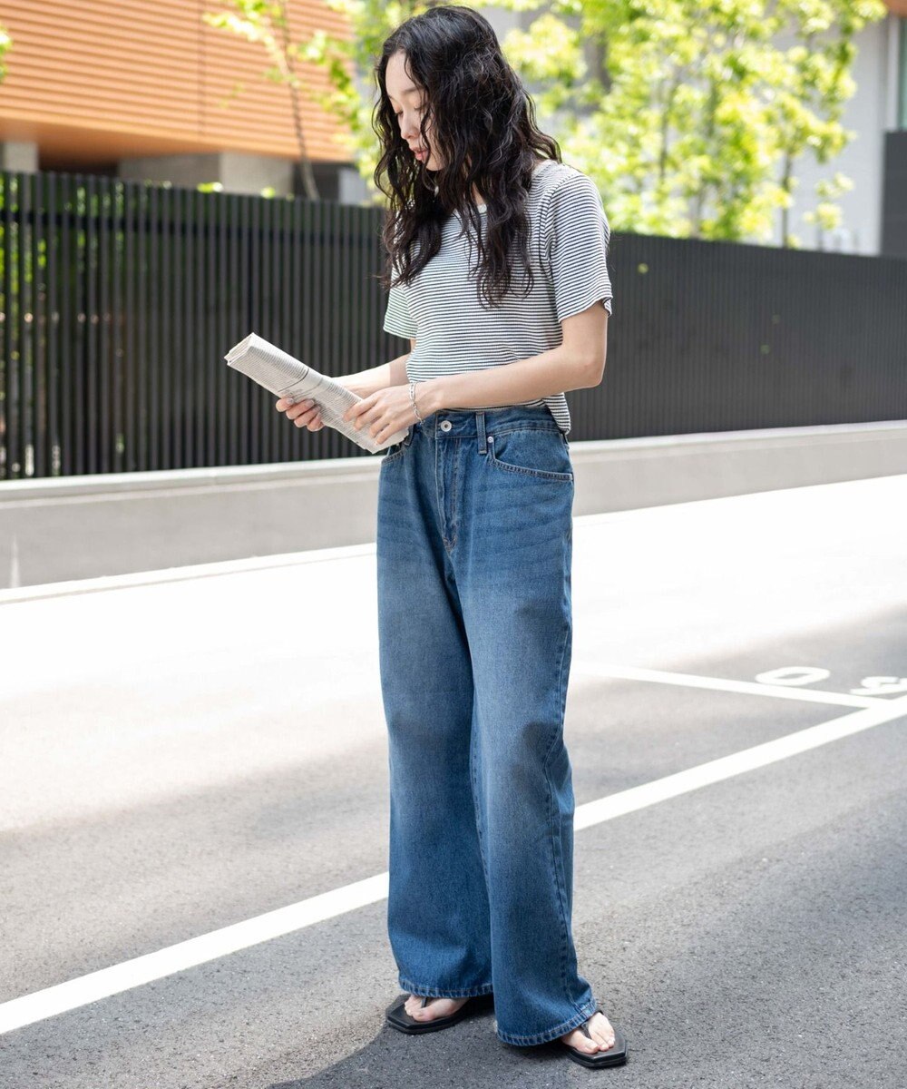 WEGO 【ユニセックス着用ITEM/SMLサイズ展開】デニムルーズフレアパンツ 