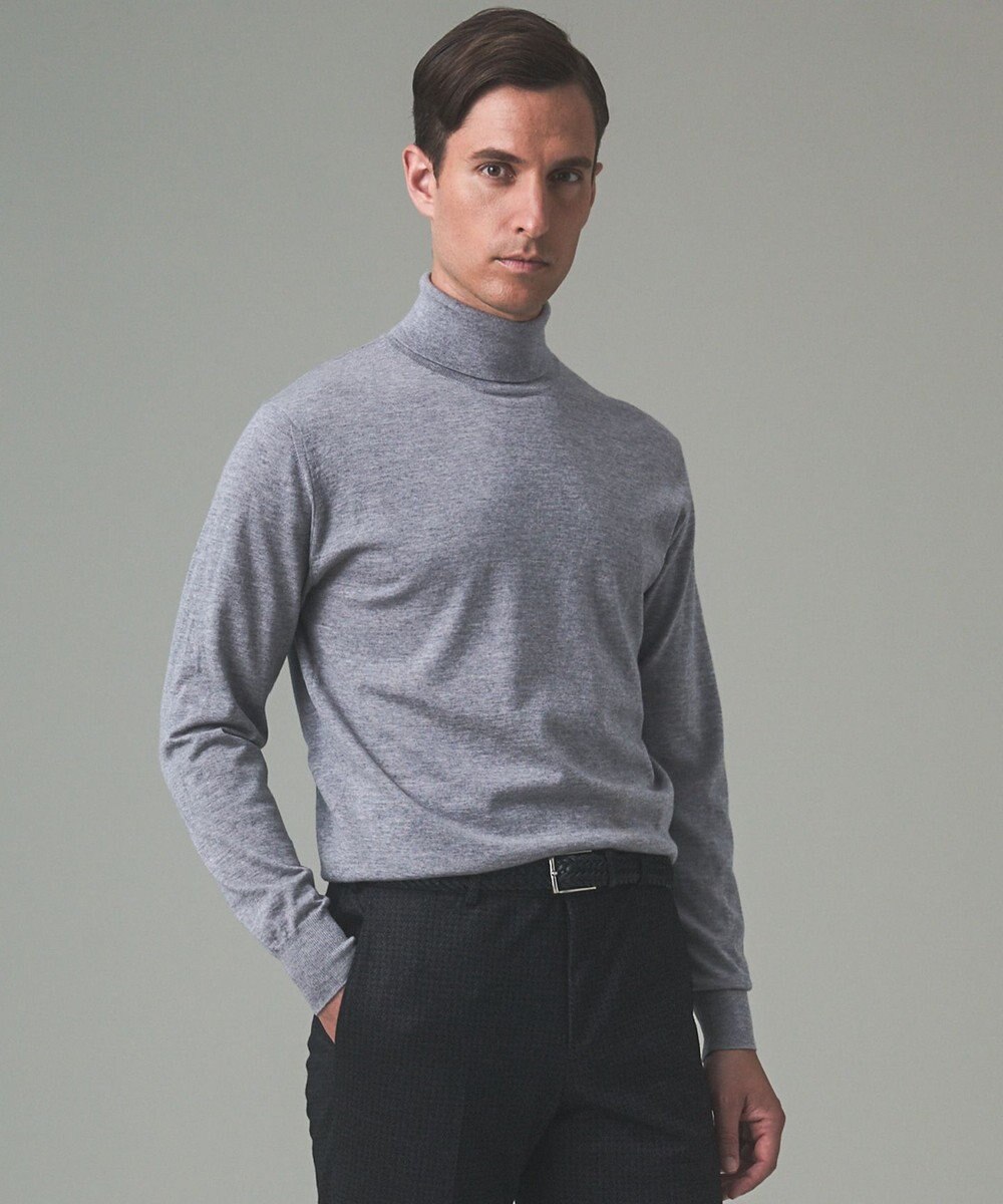 GOTAIRIKU 新色追加【洗える/チクチクしにくい/ピリングしにくい】イタリア糸 ハイゲージ タートルネックニット_WOOL100％ 
