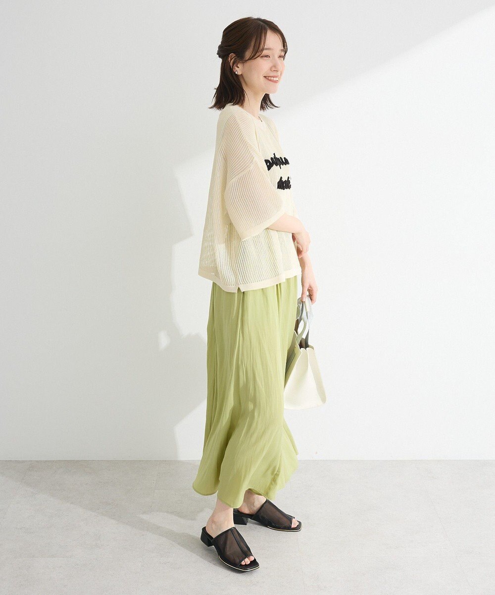 Green Parks テープロゴ透かしニットプルオーバー 