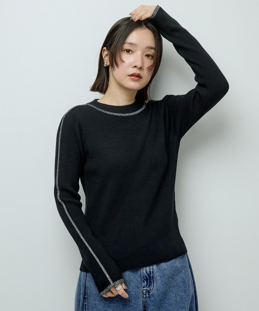 Green Parks ラメライン入りリブニットプルオーバー 
